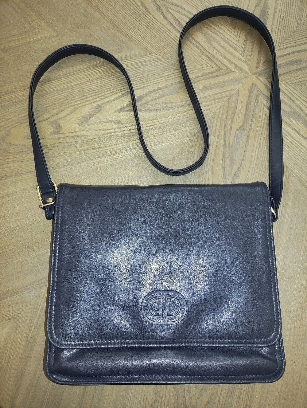 Vintage St Michaels Marks & Spencer Navy Leather Crossbody Bag
